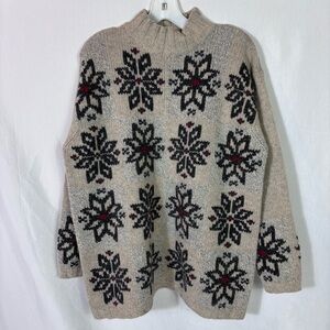 Vintage Eddie Bauer Nordic Wool Angora Mock Neck Sweater M Oversized Slouchy